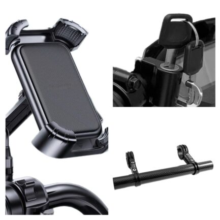 Handlebar Extender + Helmet Lock + Phone Holder Bundle